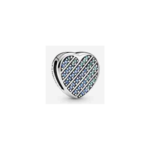 Charm Corazón Azul y Verde Brillante