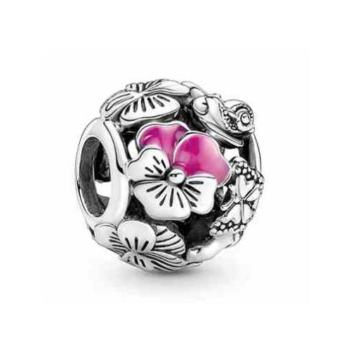 Dije "Jardín de Primavera" en Plata con Flores y Mariposas