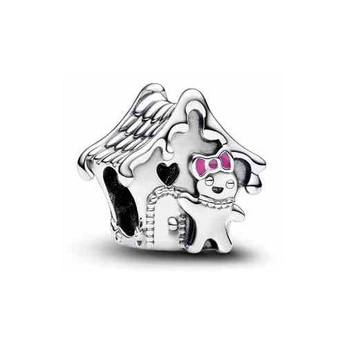 Charm Casa de Jengibre y Galleta con Lazo Rosa