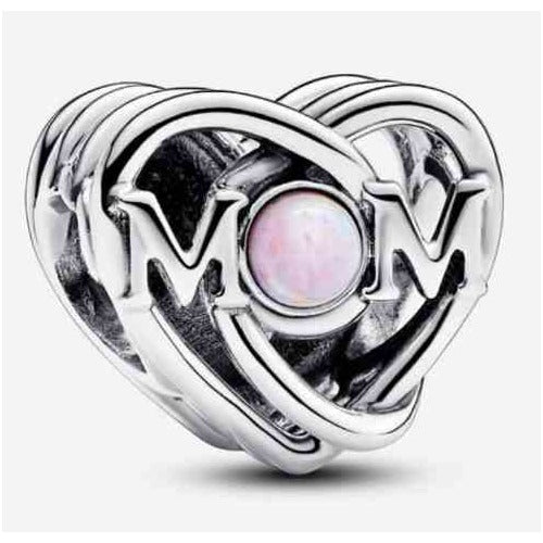 Charm Corazón 'MOM' con Ópalo Rosa