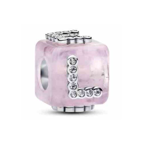 Charm Dije Letra "L" Rosa con Circonitas