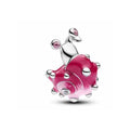 Charm Rosa con Bolitas Plateadas