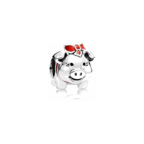 Charm Cerdo con Lazo Rojo