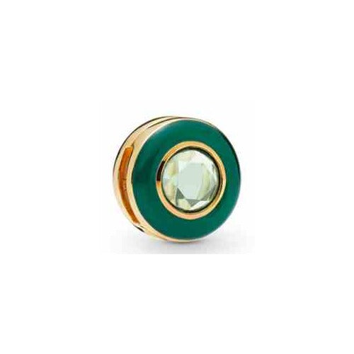 Charm Circular Verde Esmeralda con Diamante