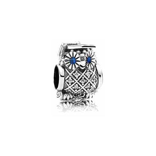 Charm Búho con Ojos Azules y Diamantes