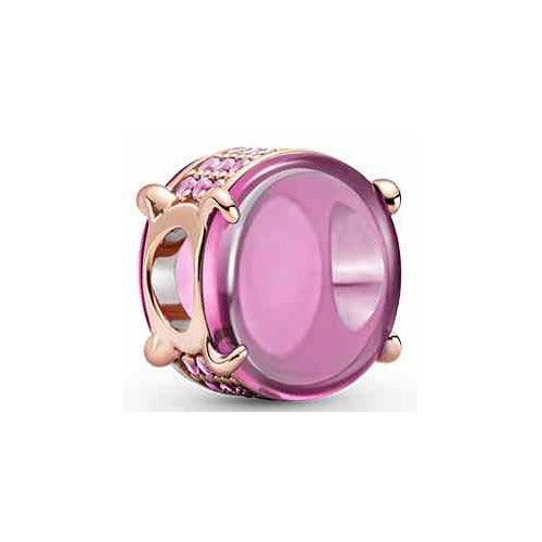 Charm Separador Rosa Cristalino con Detalles Dorados