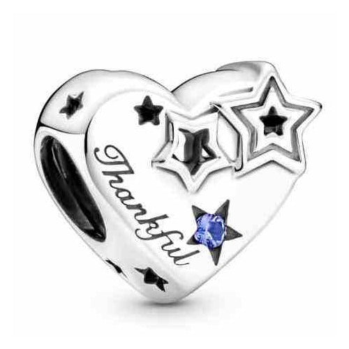 Charm "Thankful" Corazón Estrellado