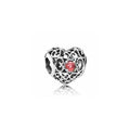 Charm Corazón Filigranado con Piedra Rosa