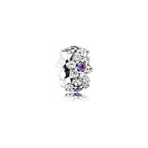 Charm Separador Flores con Circonitas Moradas y Transparentes