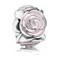Charm Flor Rosa Rosa y Plata
