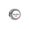 Charm 'Abuelita' de Plata con Corazón Rosa