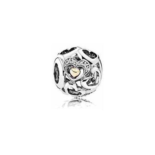 Charm Corazones Entrelazados con plata y Circonitas