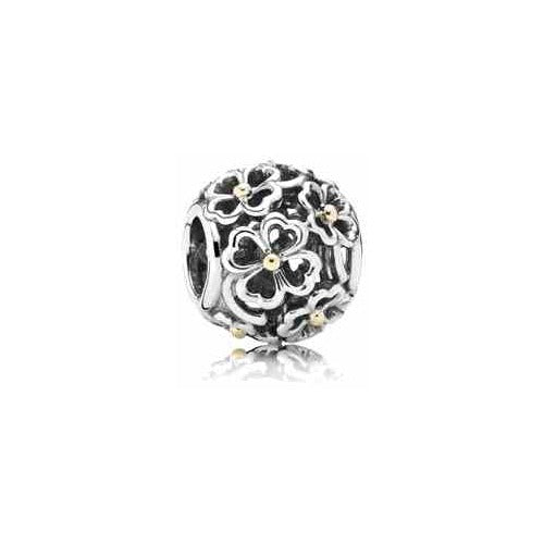 Charm Separador Tréboles Brillantes en Plata Esterlina y plata