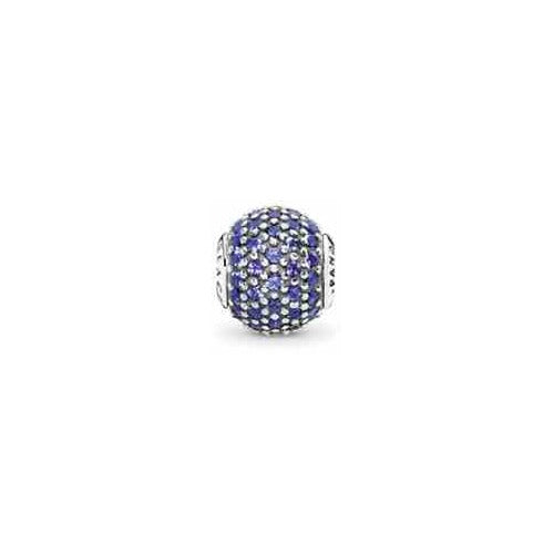 Charm Tipo Pan Esfera Pave Azul tipo Zafiro y Circonitas