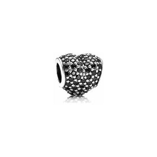 Charm Corazón Pavonado Plata 925 con Circones Negros
