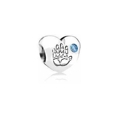 Dije Corazón Baby Hand con Piedra Azul