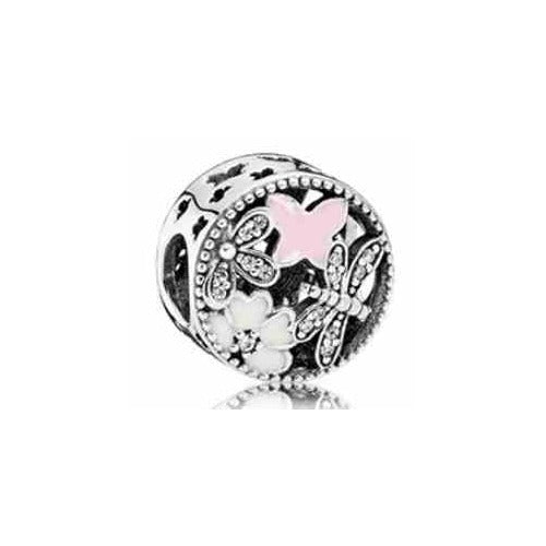 Charm Mariposa y Flores Rosas