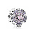 Charm Flor Pavé Corazones Rosa y Morado