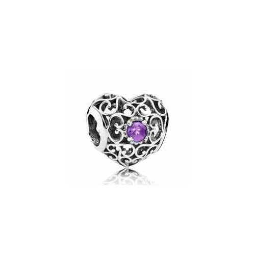 Charm Corazón Filigrana con Circonita Morada