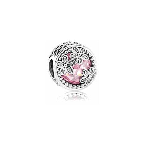 Charm Separador Flores Rosas y Circonitas