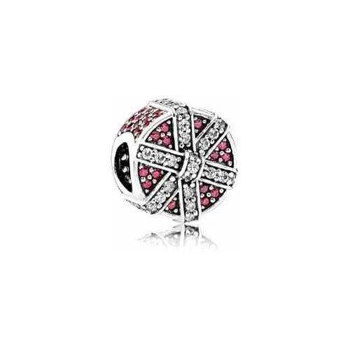 Charm Dije Caja de Regalo con Circonitas Rojas y Blancas