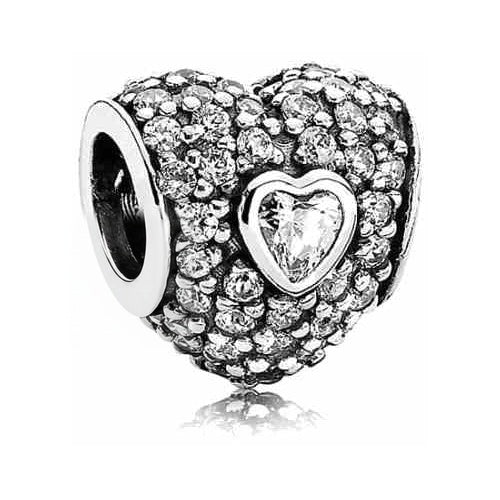 Charm Corazón con Corazón Interiores Brillante Plata 925