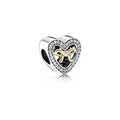 Charm Corazón con Moño plata y Circonitas