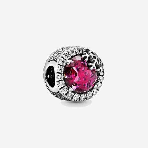 Charm Separador Corazón Rosa y Copos de Nieve