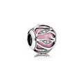 Charm Separador Flor Rosa en Plata Esterlina y Circonitas