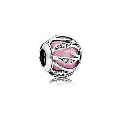 Charm Separador Flor Rosa en Plata Esterlina y Circonitas