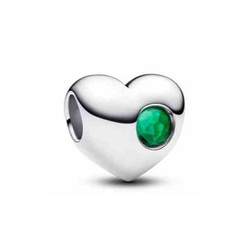 Charm Corazón Plata con tipo Esmeralda