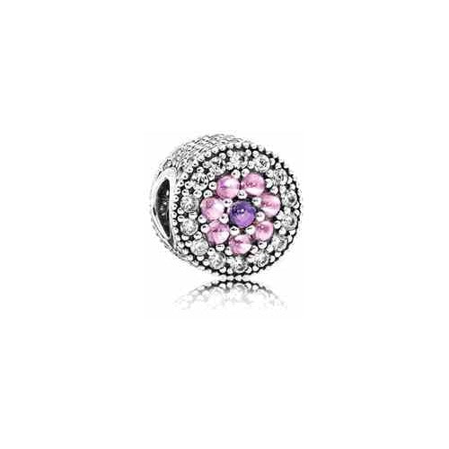 Charm Separador Flor de Circonitas Rosas y Moradas