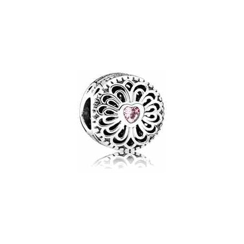 Charm Separador Corazón Rosa Calado