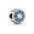 Charm Separador Flor Azul de Plata Esterlina con Circonita