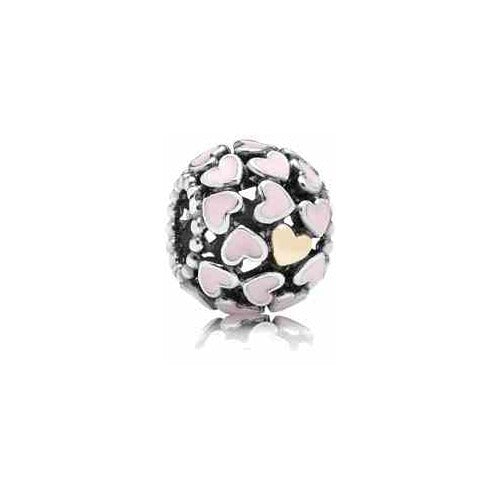Charm Separador Corazones Rosa y plata