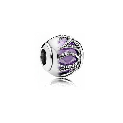 Charm Separador Corazón de tipo Amatista Plateado