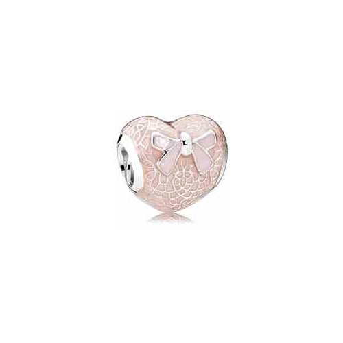 Charm Corazón Rosa con Lazo