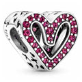 Charm Corazón Doble con Circones Fucsia