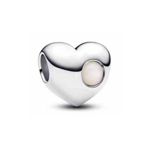 Charm Corazón Plateado con tipo Perla