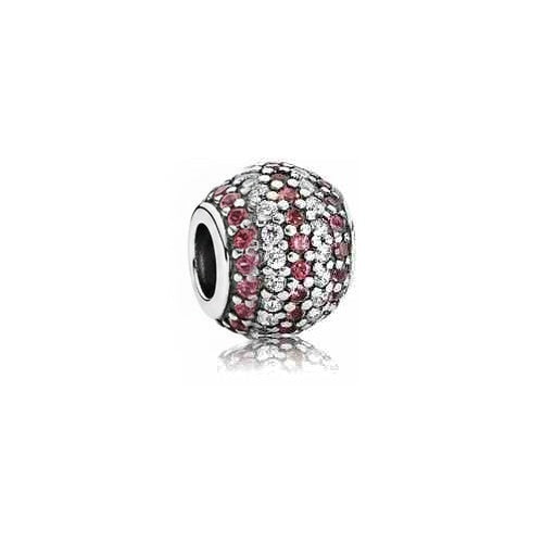 Charm Separador Pavé Rosa y Cristal Transparente