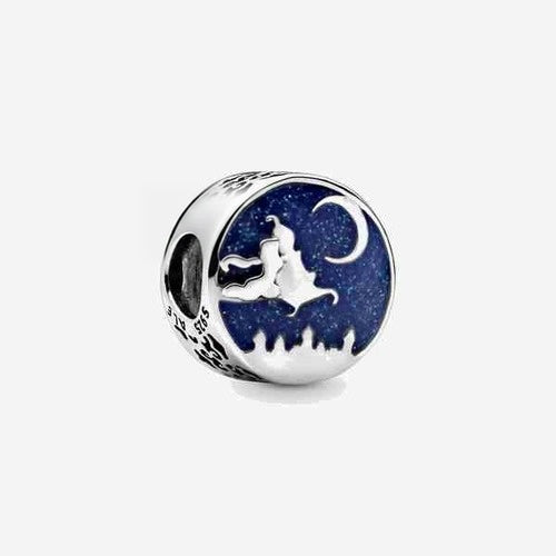 Charm Separaflor Silueta Bruja Luna Plateado y Azul