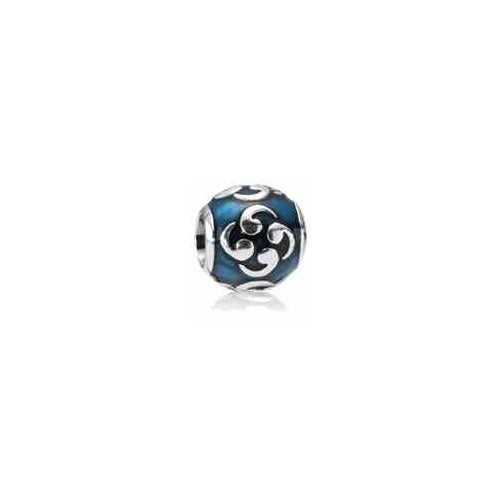 Charm Separador Azul con Diseños Plateados