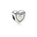 Charm Corazón Brillante con Corazón plata
