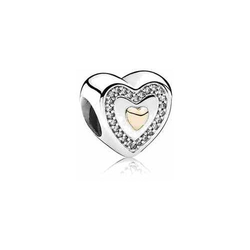 Charm Corazón Brillante con Corazón plata