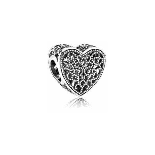 Charm Corazón Calado Filigrana Plata