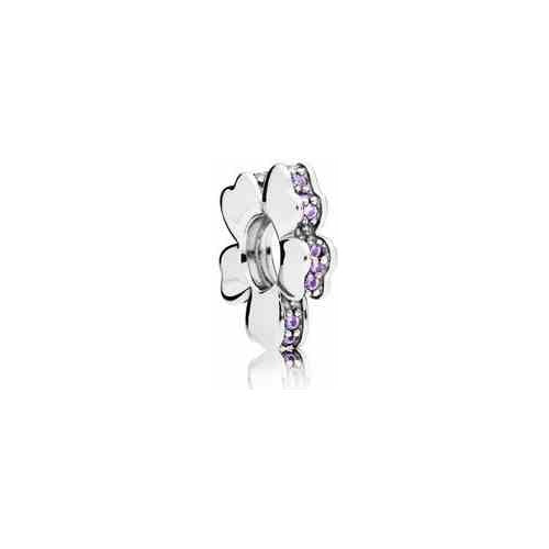 Charm Separador Flor con Circonitas Moradas