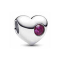 Charm Corazón Brillante con Piedra Rosa