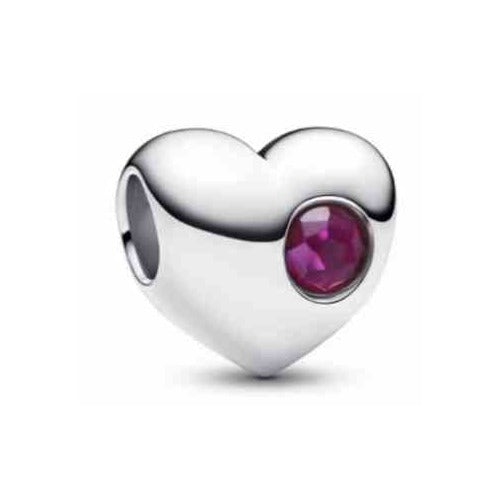 Charm Corazón Brillante con Piedra Rosa
