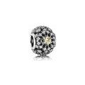Charm Separador Corazón Radiante de Cristal Amarillo y Plata