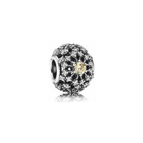 Charm Separador Corazón Radiante de Cristal Amarillo y Plata